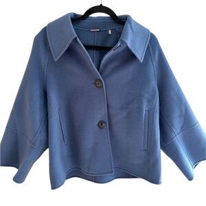 Elie Tahari Blue Wool-Blend Cropped Coat